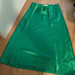 Babaton Maxi Green A-Line Skirt for Cocktail Events